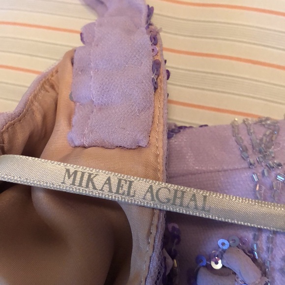 Mikael Aghal Beautiful lavender maxi long dress with shiny beads and sequins - Picture 7 of 10